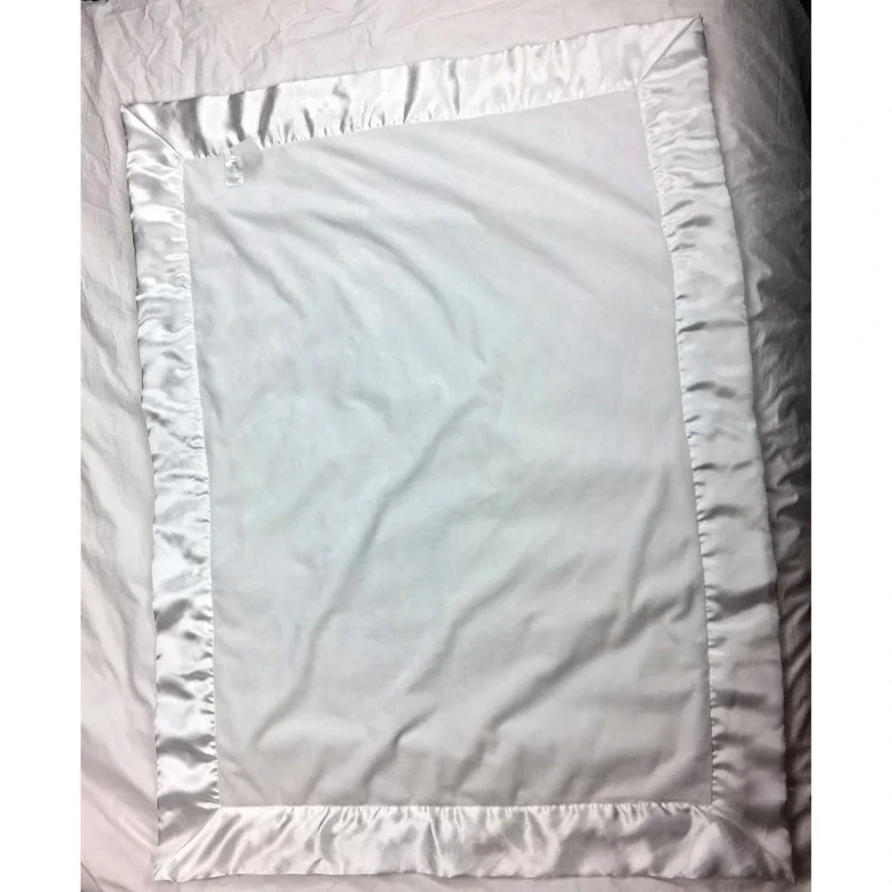 Carter's‎ Solid White Plush Baby Blanket Thick Satin Trim Minky Shaggy 30x40